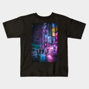 Cyberpunk Anime Aesthetic in Tokyo Japan Kids T-Shirt